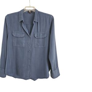 Velvet Heart Blouse Size M Blue Long Sleeves Button Down Pockets